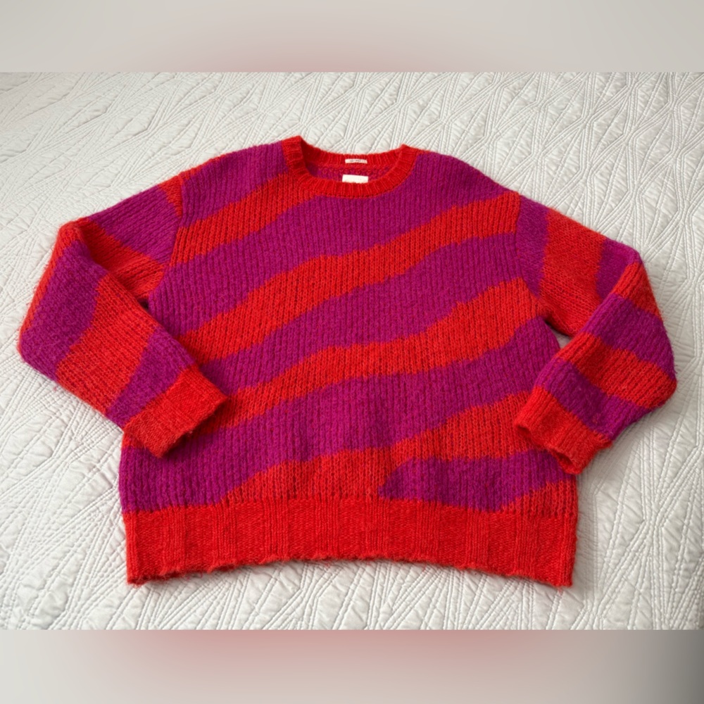 MOTHER Striped Red and Purple Women's Sweater